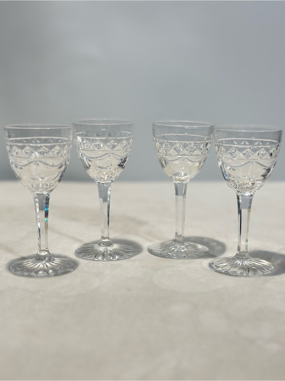 ROYAL LEERDAM Crystal โELEGANCEโ Vintage Set of 4 Liquor Cocktail Glasses 4x2